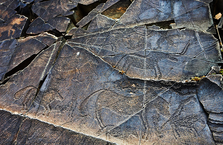 タムガリの考古的景観にある岩絵群